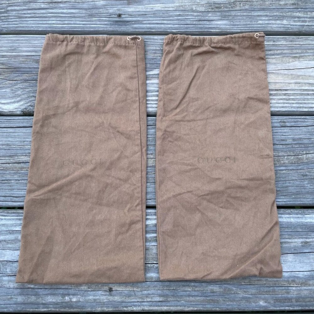 Gucci Dust Bag Brown Cotton Dustbag draw String Made in Italy set of 2 Authentic - Picture 11 of 11